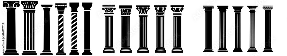 A medieval cathedral column capital is featured in the columns icon set silhouettes, along with a wide range of ancient Greek and Roman pilasters, and isolated modern clipart A medieval cathedral column capital is featured in the columns icon set silhouettes, along with a wide range of ancient Greek and Roman pilasters, and isolated modern clipart