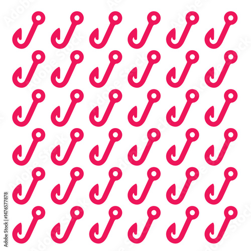 Repeat pattern of fishing hooks
