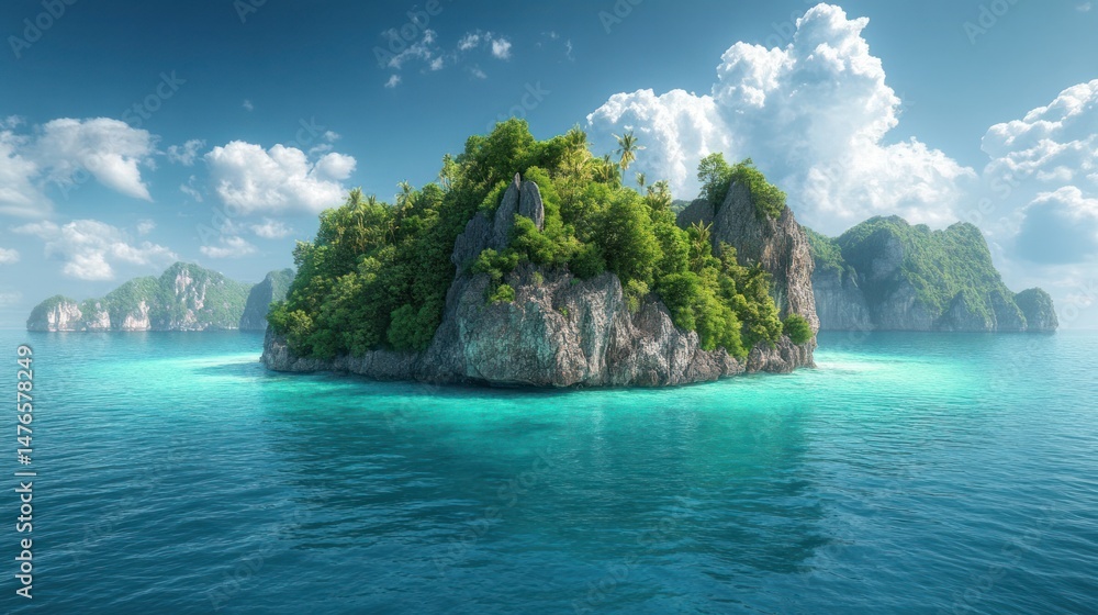 Fototapeta premium Lush tropical island paradise