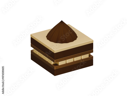 tiramisu icon 3d illustration render