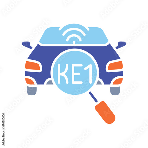 Recognition vehicle license plates color flat icon.