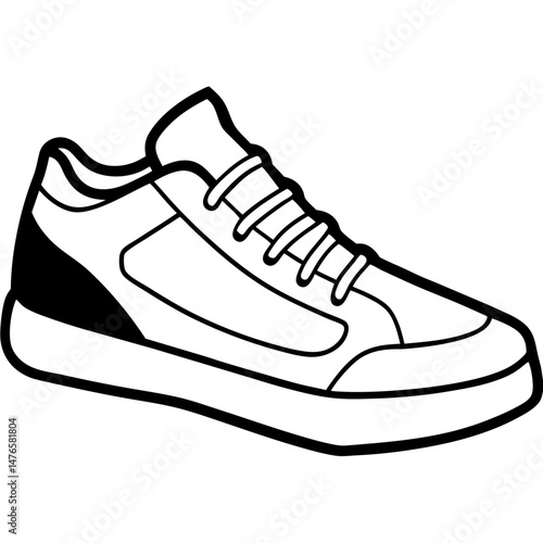 Black Basketball Shoes Silhouette Vector on White Background