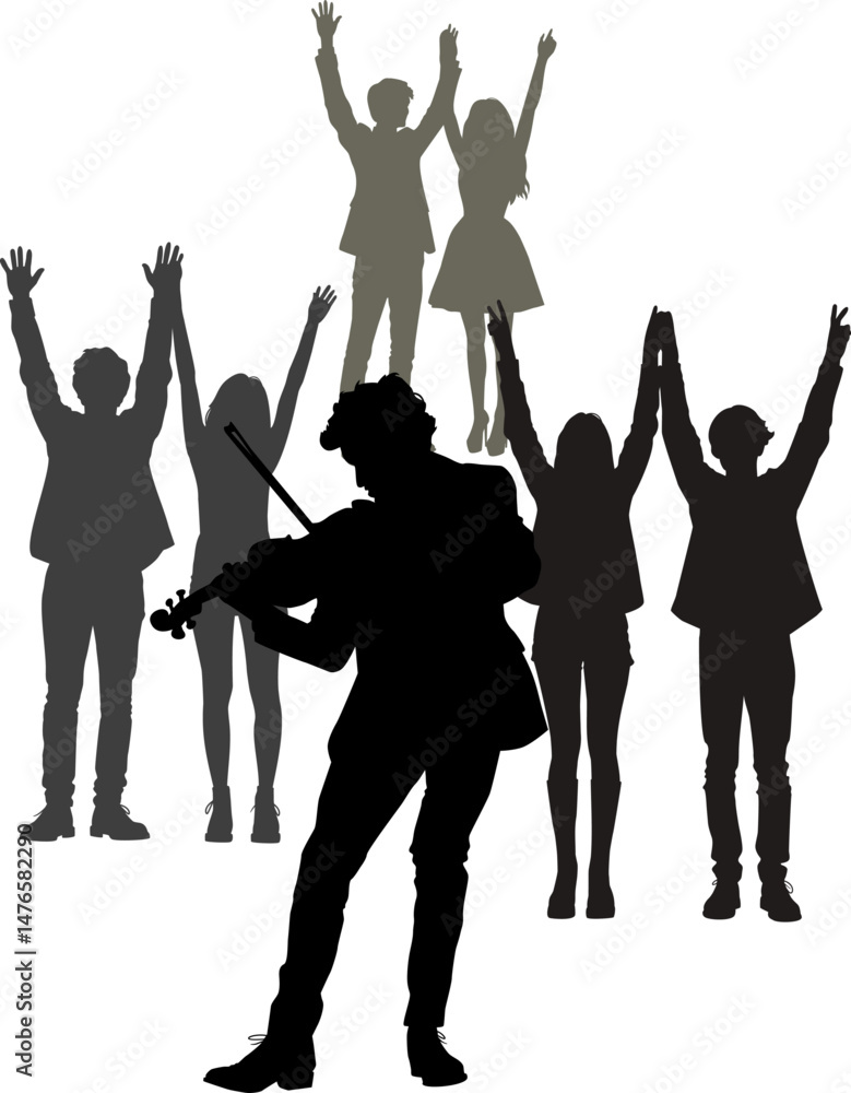 Fototapeta premium silhouette of a man with a violin.eps