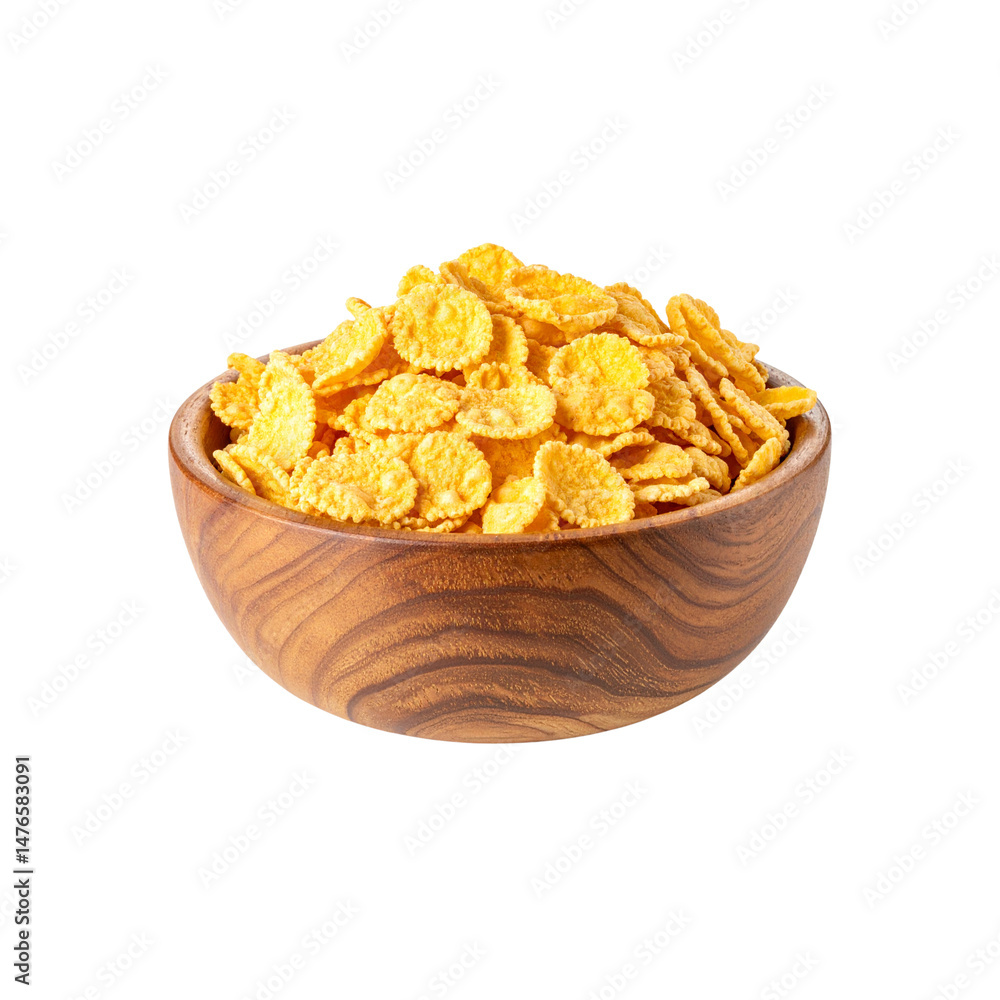 Crispy corn flakes in wooden bowl create warm and inviting breakfast scene, perfect for starting day with energy and crunch. Enjoy delightful texture and flavor Crispy corn flakes in wooden bowl create warm and inviting breakfast scene, perfect for starting day with energy and crunch. Enjoy delightful texture and flavor