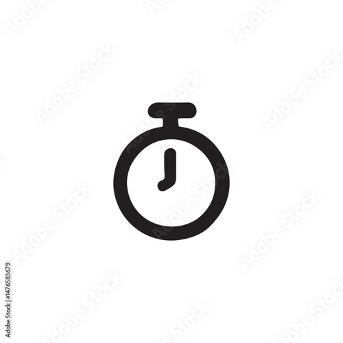 Simple stopwatch icon.  A black outline of a circular stopwatch with a short hand