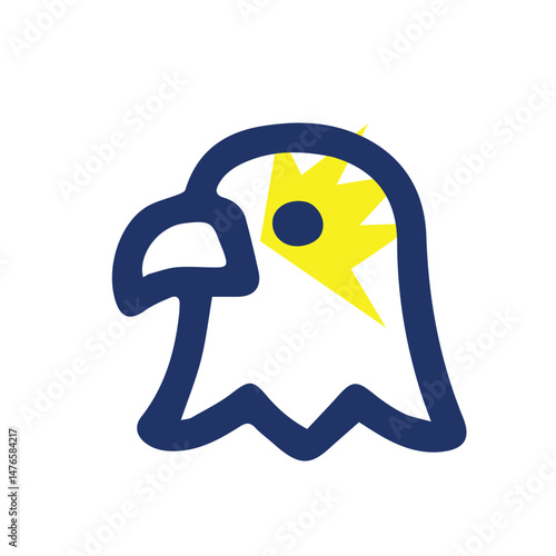 Bird head with crown, simple and bold design
