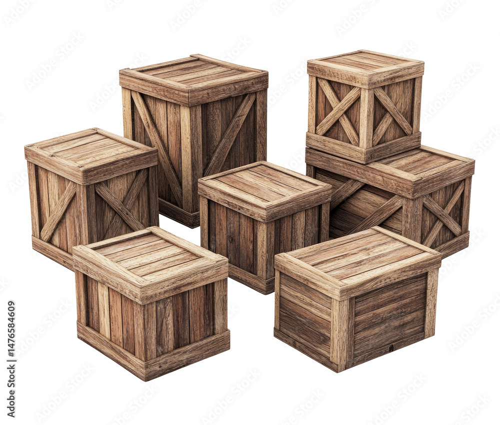 Wooden crates arranged in a stack Wooden crates arranged in a stack