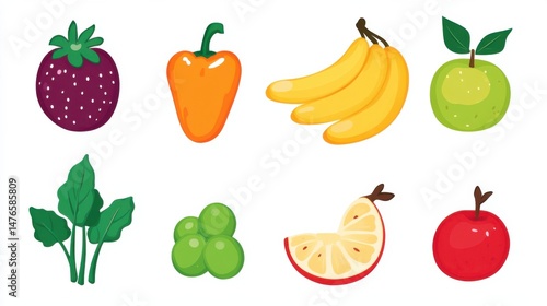 An assortment of colorful fruits and vegetables.