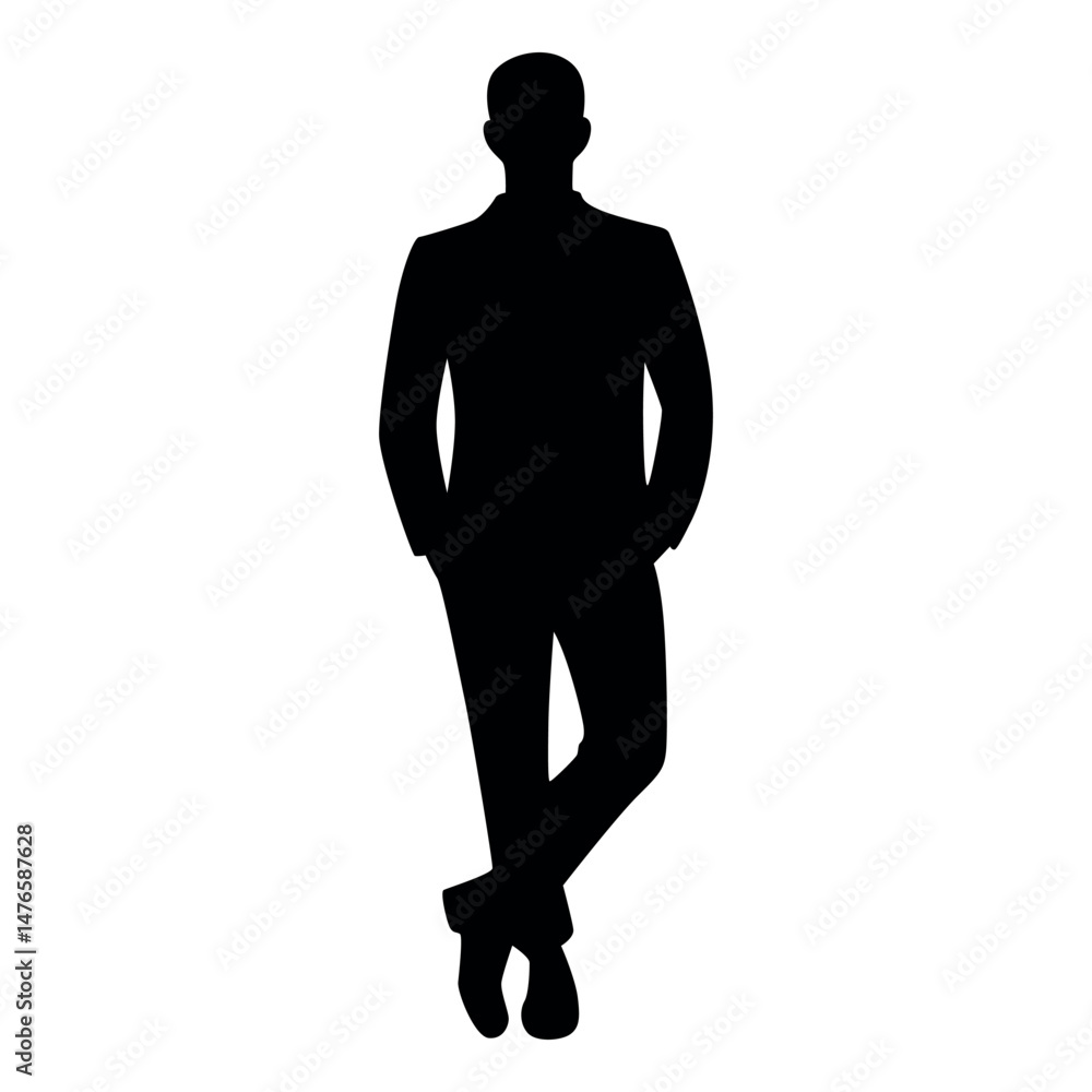 Stylish standing man silhouette in casual confident pose for personal branding Stylish standing man silhouette in casual confident pose for personal branding