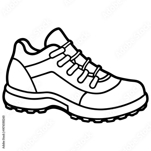 Hiking Shoes Silhouette Vector on White Background