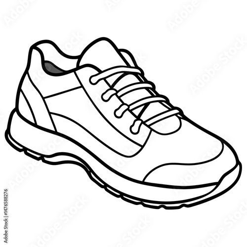Hiking Shoes Silhouette Vector on White Background