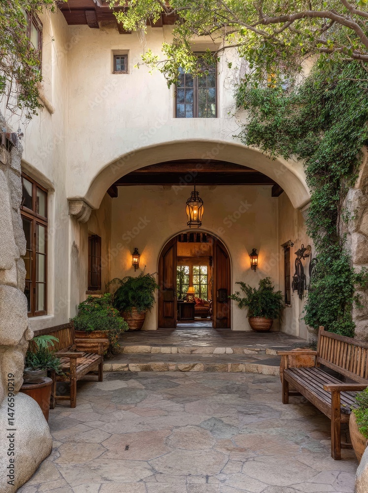Naklejka premium Elegant Courtyard Entryway