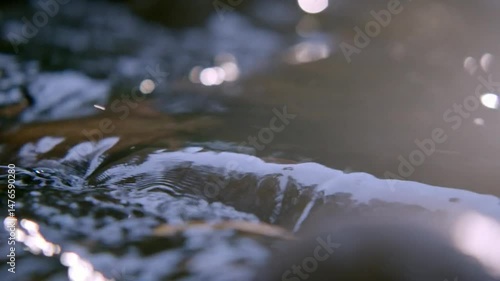Stream water flowing over rocks.