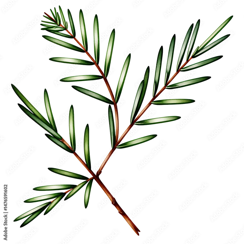 Obraz premium Branch-with-green-leaves-isolated-on-black-background-vector-illustration-plant-design-element