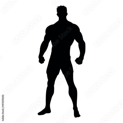 Athletic man silhouette showcasing muscular build and strength in standing pose
