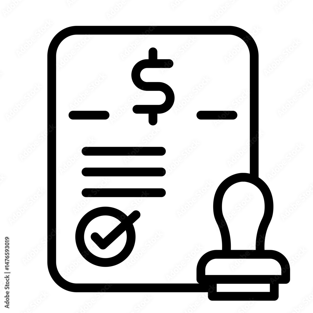 Budget Approval Stamp Vector Line Icon Design Budget Approval Stamp Vector Line Icon Design