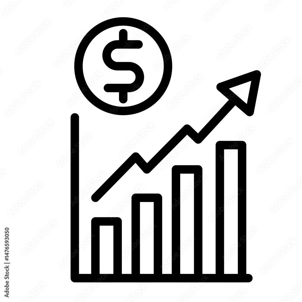 Profit Planning Vector Line Icon Design Profit Planning Vector Line Icon Design