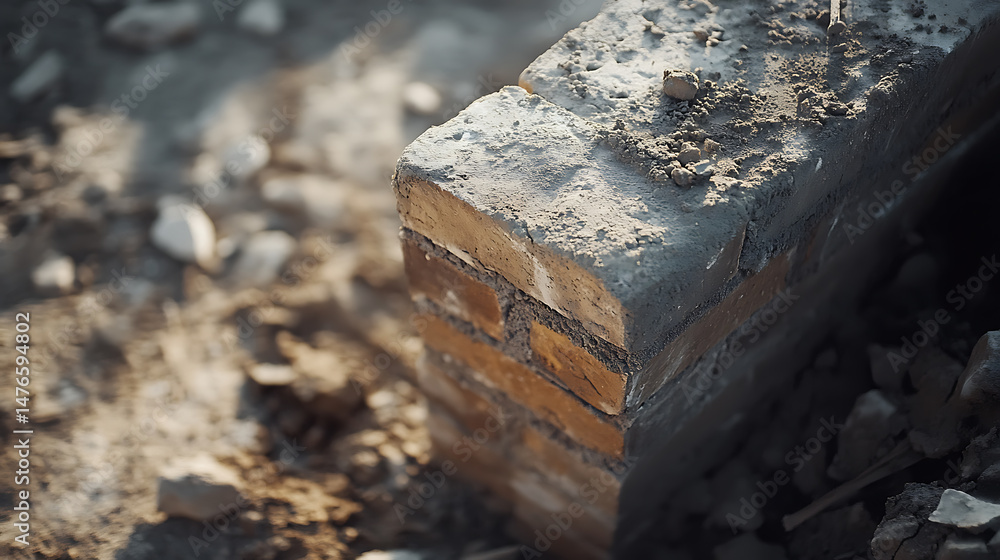 Weathered Brick and Debris on Construction Site Weathered Brick and Debris on Construction Site