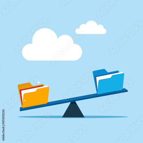 Comparison of two variants of folders. Modern vector illustration in flat style