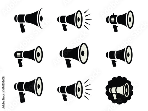 Megaphone Icon set, Megaphone silhouette