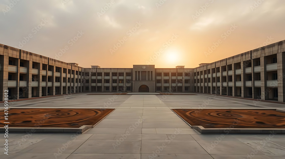 Fototapeta premium Deserted Brutalist University Campus