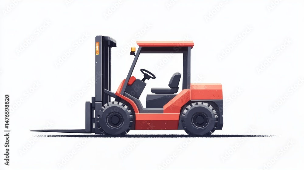 Fototapeta premium Industrial Forklift Truck on White Background
