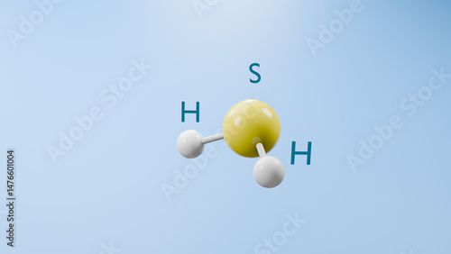 Physics concept. Molecule of Hydrogen Sulfide reaction. 3d render.