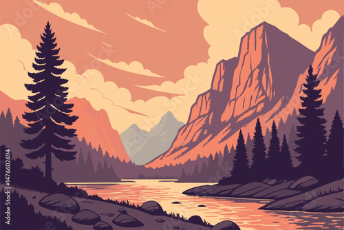 123 landscape, nature, mountains, lake, forest, sunset, rocks, water, trees, cloudy sky, scenic