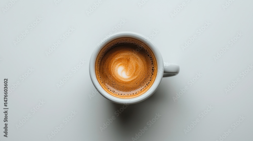 Overhead view of a cup of latte art coffee. Overhead view of a cup of latte art coffee.