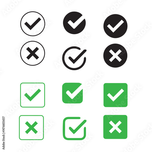 check mark buttons set design