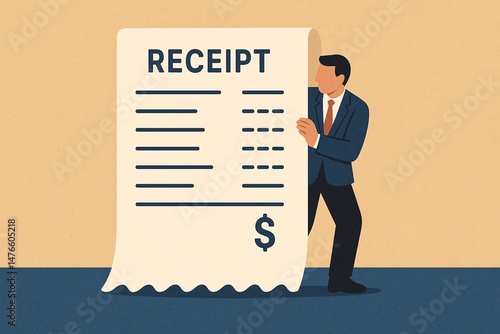 Modern Receipt Illustration: Financial Document and Business Transaction