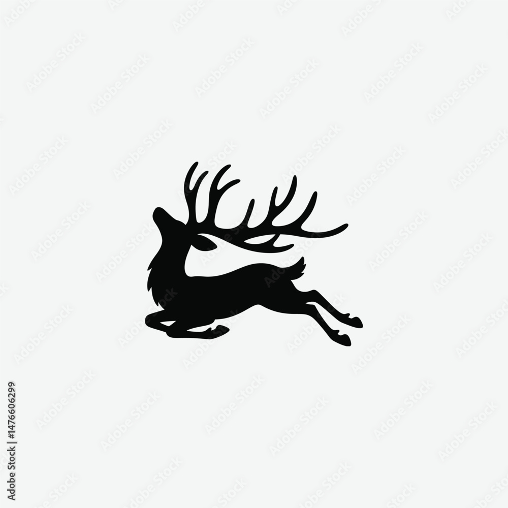 Obraz premium Christmas Deer Silhouette Vector Festive Reindeer Silhouette Elegant Deer Silhouette Art