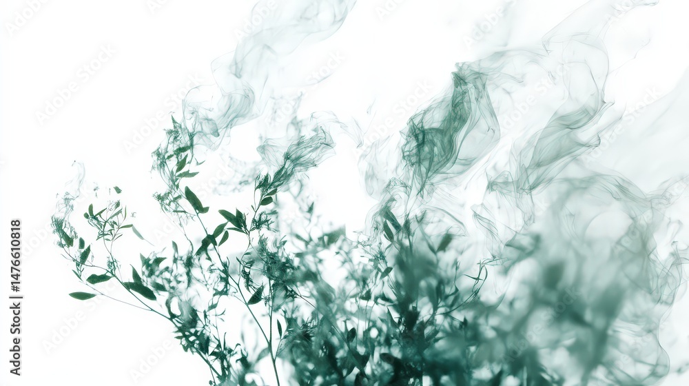 Fototapeta premium Ethereal fusion of flora and fume, a calming dance of nature's elements