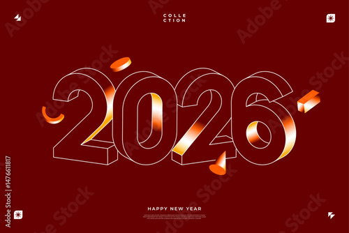 A vibrant and modern design showcasing the year 2026 in a dynamic color combinations