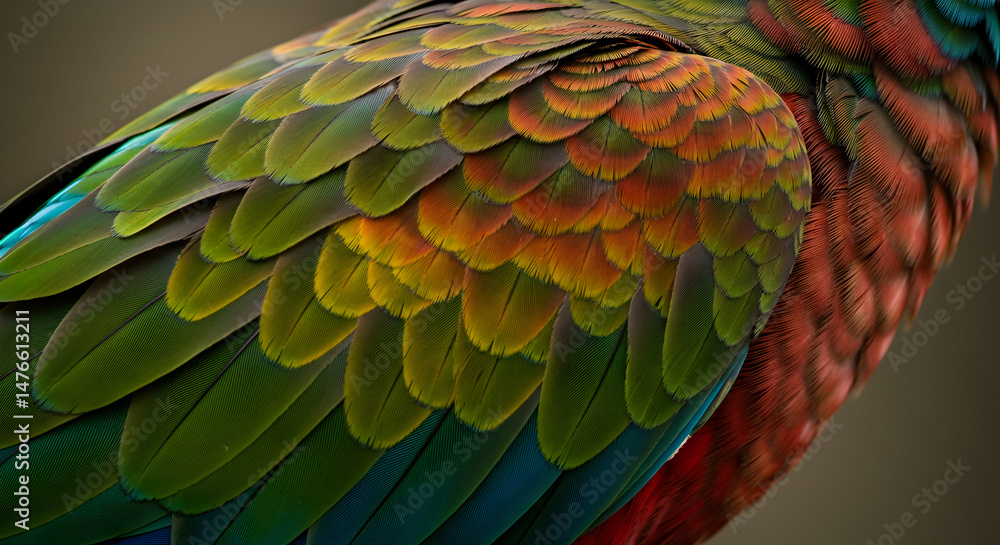 Obraz premium Close-Up of Vibrant Feather Patterns on Exotic Colorful Bird