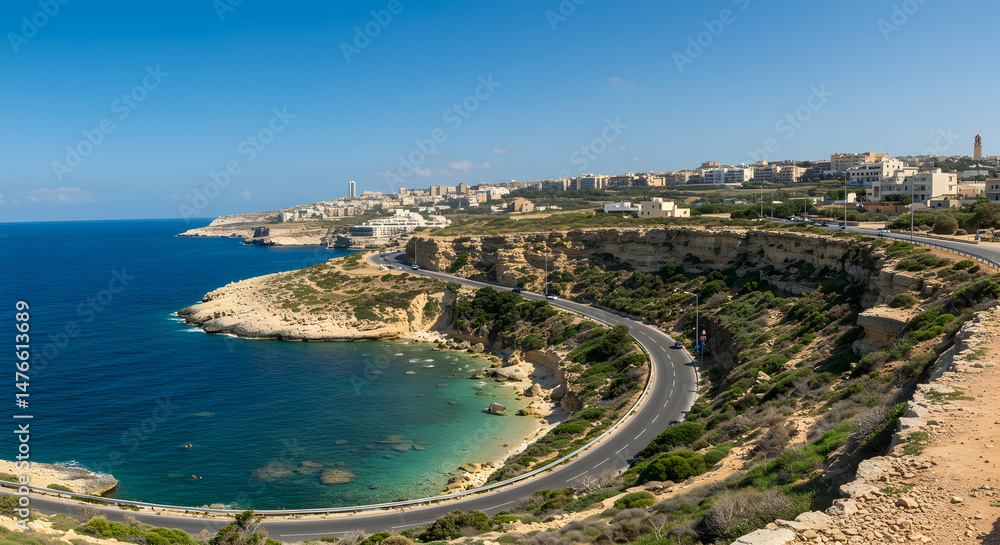 Scenic Coastal View of a Breathtaking Ocean and Cliffs Scenic Coastal View of a Breathtaking Ocean and Cliffs