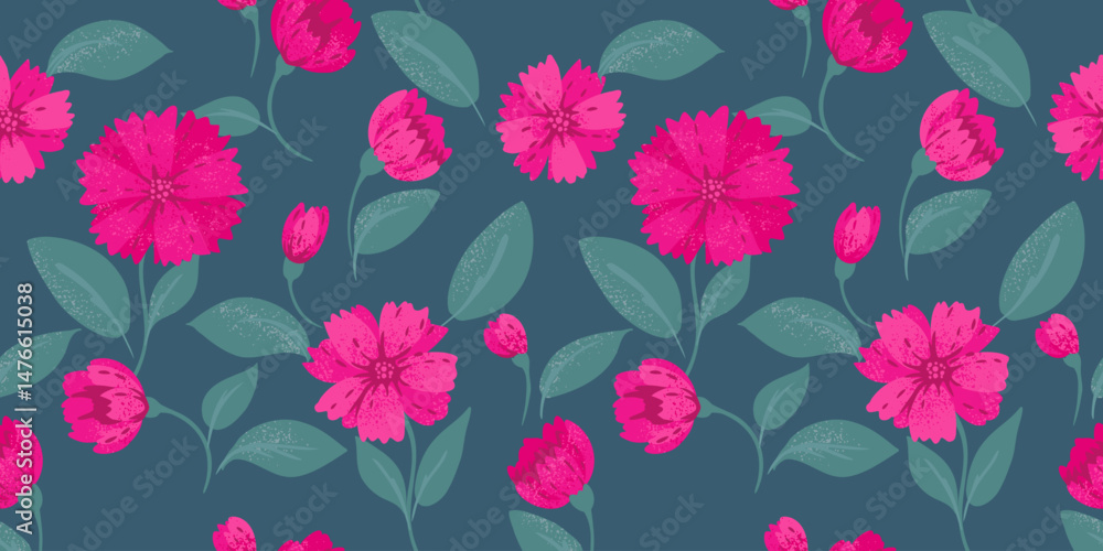 Abstract large flowers and big leaves seamless pattern on turquoise background. Vector hand drawn unique floral print. Ornament for designs, children textiles, notebook cover Abstract large flowers and big leaves seamless pattern on turquoise background. Vector hand drawn unique floral print. Ornament for designs, children textiles, notebook cover