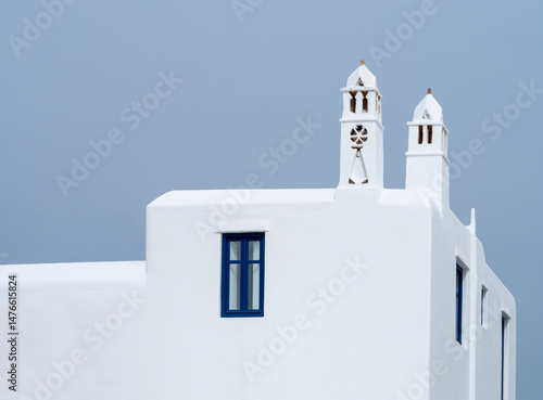 Narrow traditional streets on the island of Mykonos in Greece