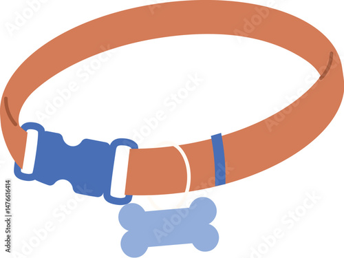 dog collar with buckle flat vector illustration