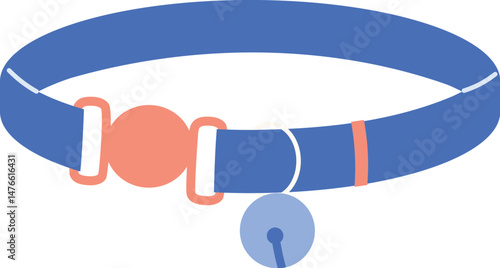 cat collar with bell flat vector illustration