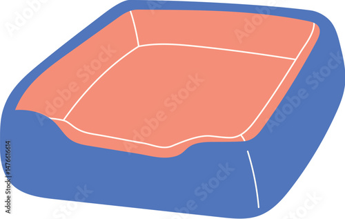 pet cushion for dog and bed flat vector illustration