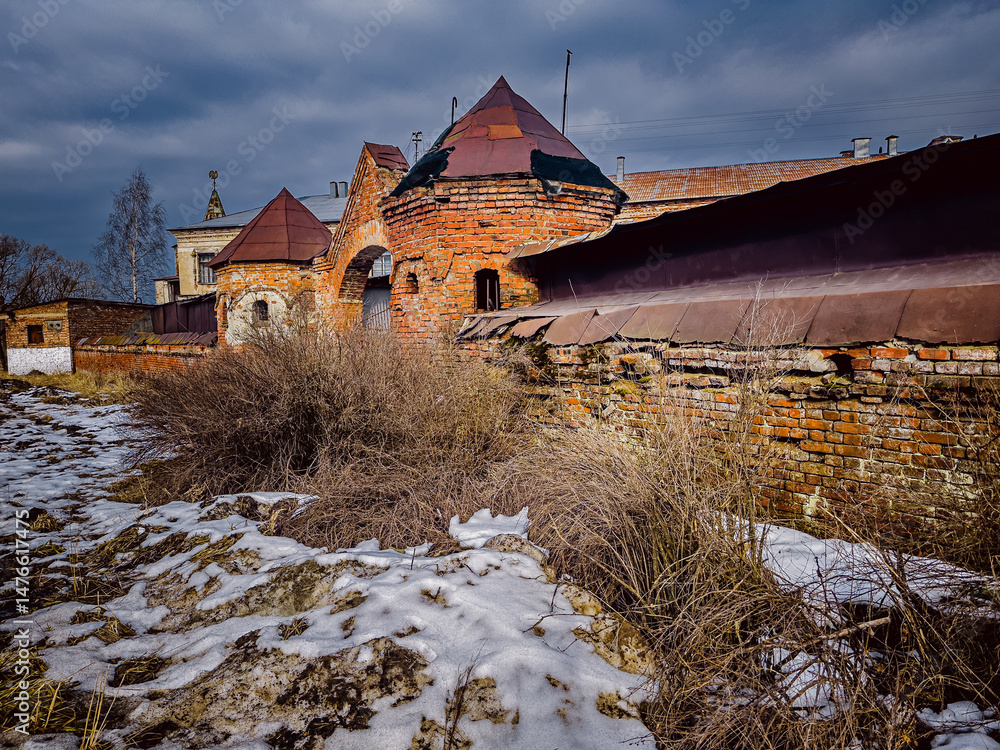 Fototapeta premium Factory building, built of red brick in the 19th century. Russia, St.Peterburg.