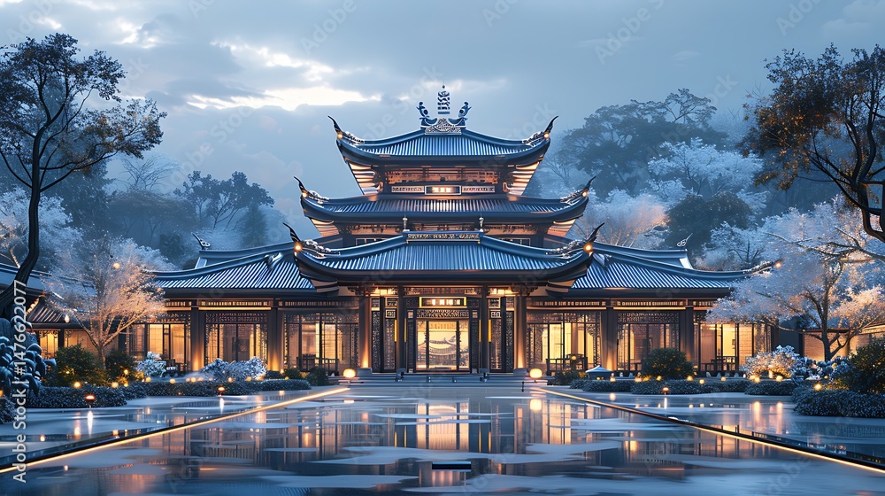 Fototapeta premium Traditional japanese winter temple high resolution picture