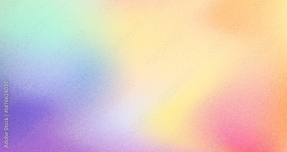 Color noise grain background with gradient smooth pastel blend. Multicolored abstract texture with grainy film effect, vintage soft blur, subtle dots and noise, digital vaporwave with rainbow tones