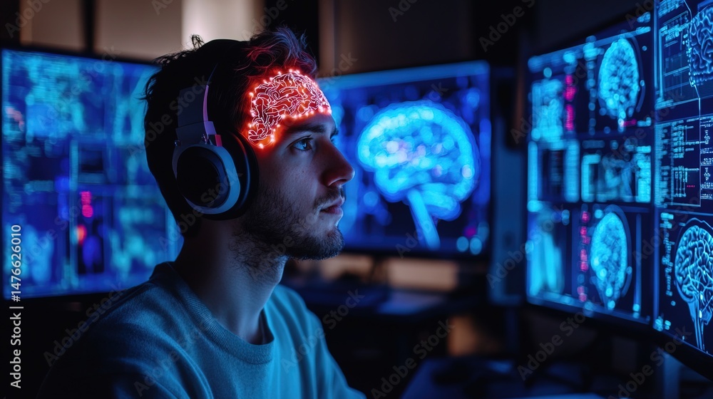 Obraz premium Brain Activity and Technology
