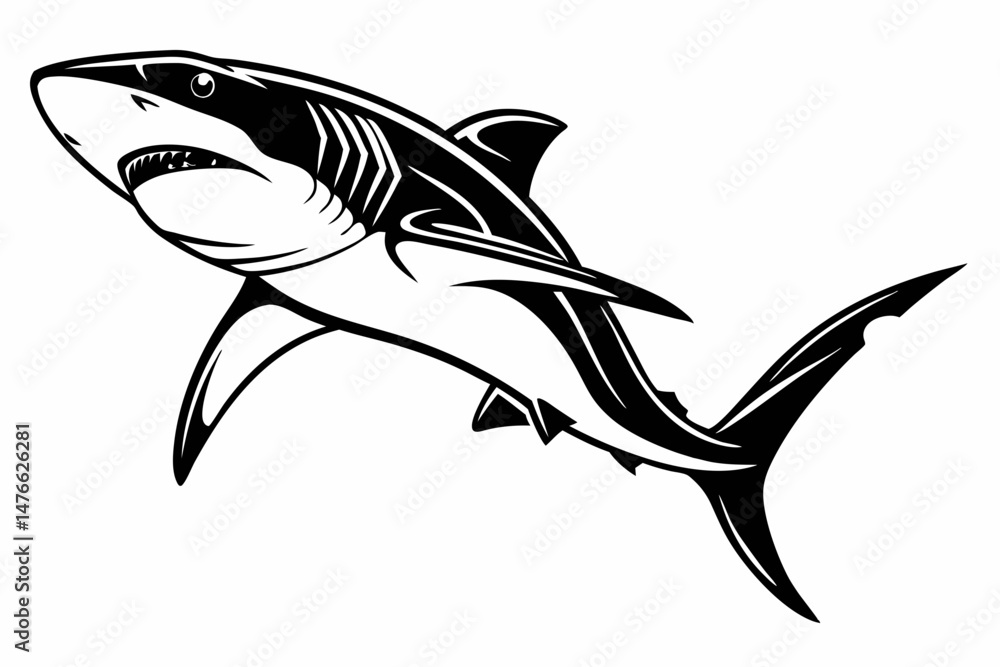 Fototapeta premium shark sihouette black vector