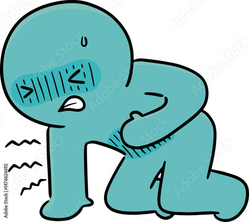 Illustration of man got stomachache
