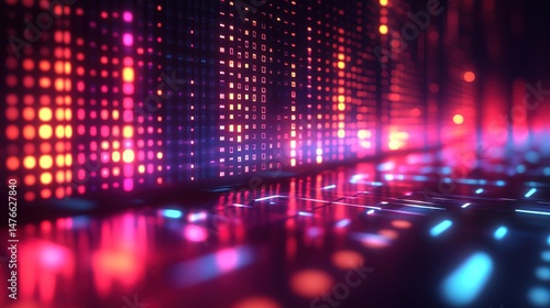 Wallpaper Mural A hyper-realistic music equalizer made of floating, pulsating neon cubes, sci-fi background Torontodigital.ca