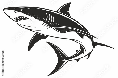great white shark silhoette black vector