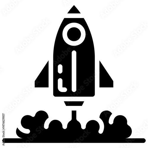 launch rocket vector glyph icon